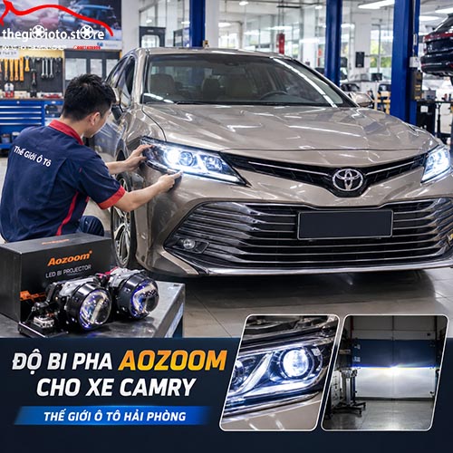 Độ bi pha Aozoom cho xe Camry