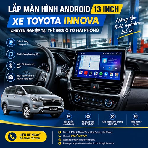 Lắp màn hìnhSantek 13 inch xe Innova