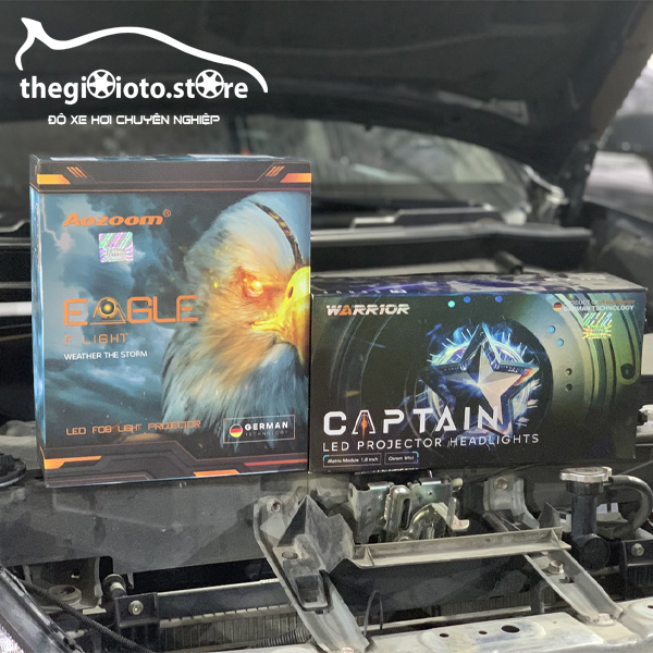 Độ đèn bi pha Aozoom captain và bi gầm Aozoom cho xe Outlander